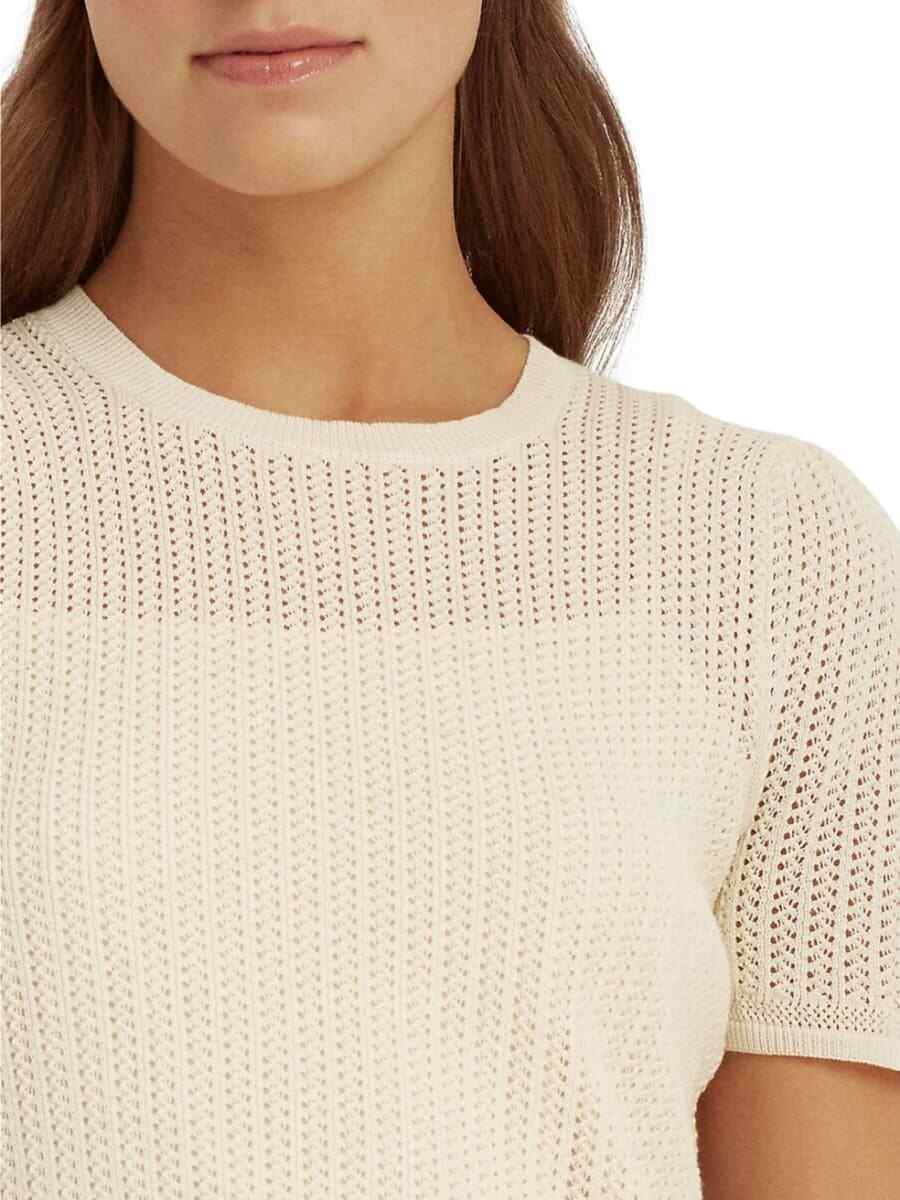 NEW! Lauren Ralph Lauren Women's L Pointelle Cotton-Blend Sweater Top NWT $99.50