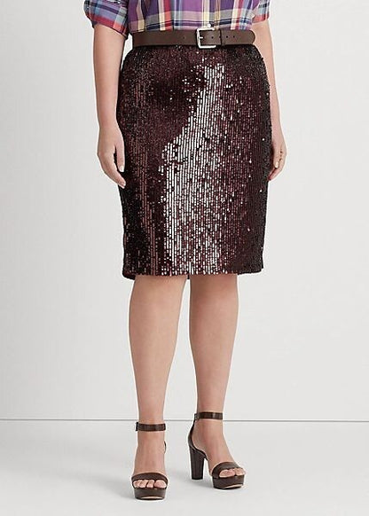 NEW! Lauren Ralph Lauren Women's 22W Sequined Tulle Pencil Skirt NWT $295