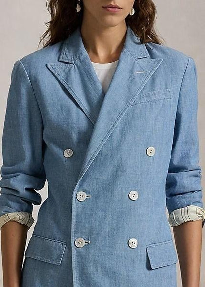 NEW Polo Ralph Lauren Women's Double-Breasted Chambray Blazer