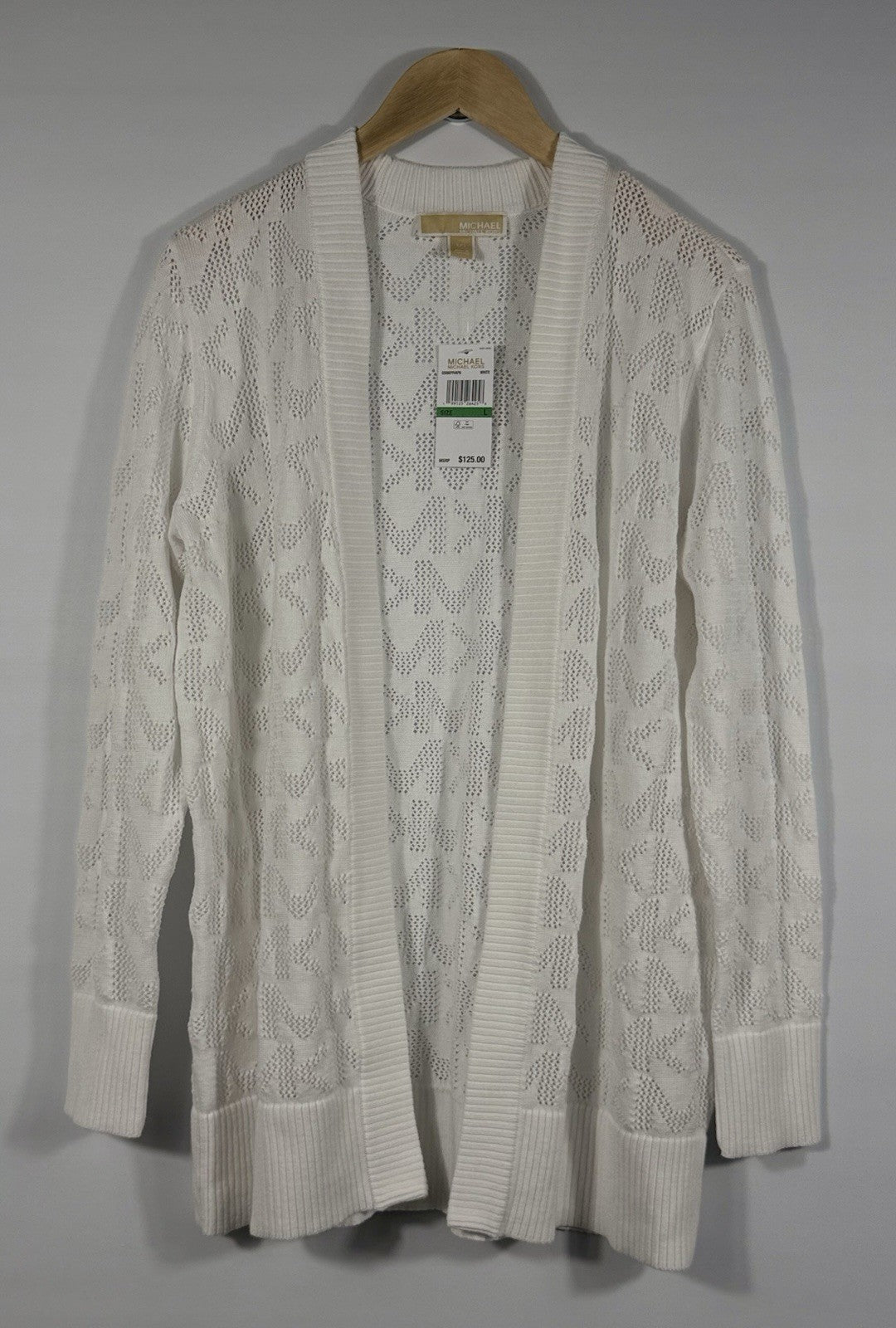 NEW Michael Kors Women's L Logo Open Front Cardigan NWT $125