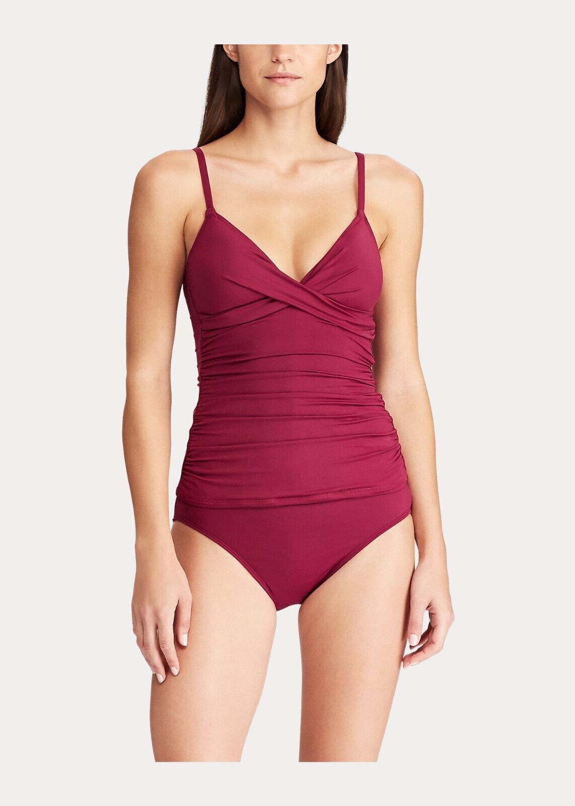 NEW Lauren Ralph Lauren Women's 14 Slimming Ruched Tankini Top & Bottom NWT $145