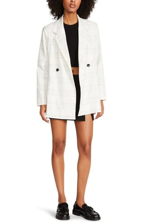 NEW! Steve Madden Women's M Nika Plaid Double Breasted Blazer NWT $99