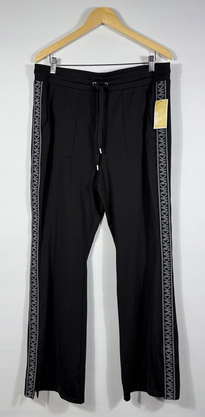 Michael Kors Women's XL Logo Stripe Wide-Leg Side Slit Drawstring Pant NWT $125