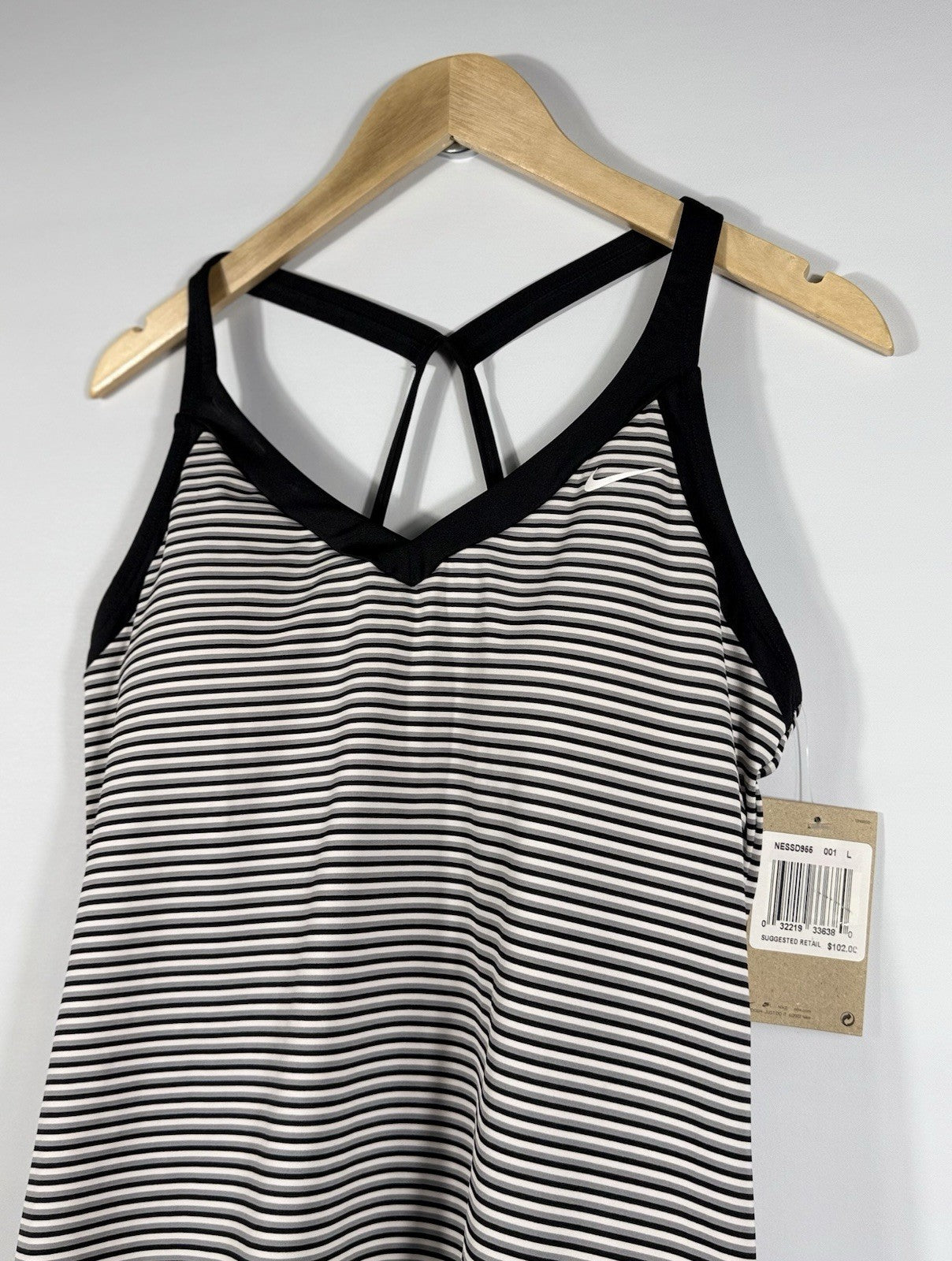 NEW Nike Women's L Striped V-Neck Swim Tankini Top & Bottom Set NWT $102