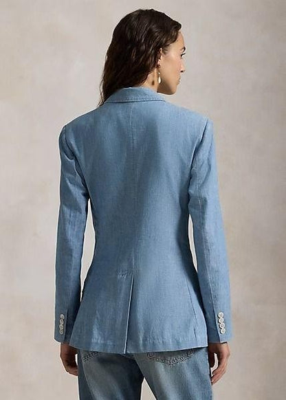 NEW Polo Ralph Lauren Women's Double-Breasted Chambray Blazer