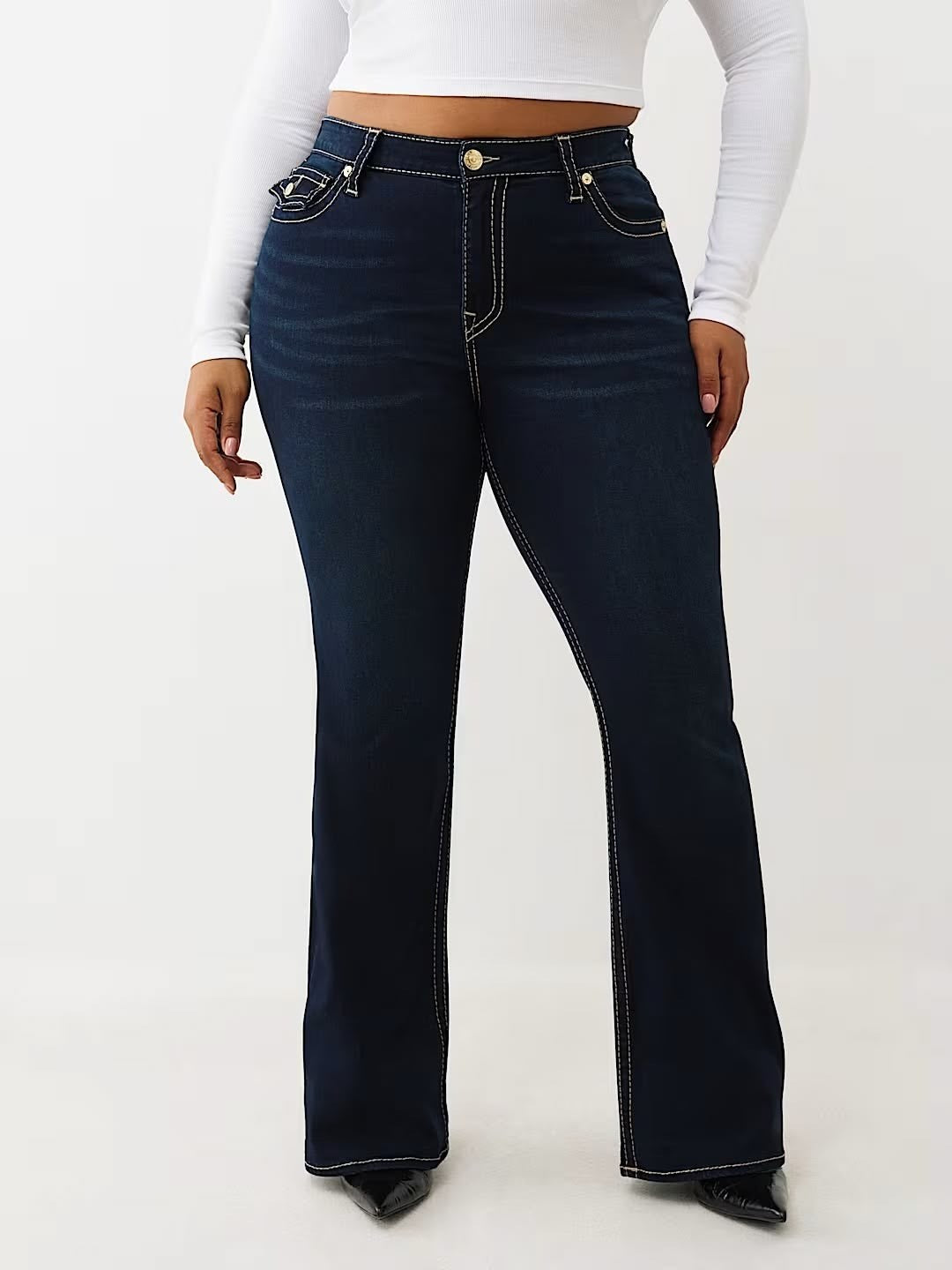 NEW True Religion Women's 29 Becca Mid Rise Big T Bootcut Jean NWT $204