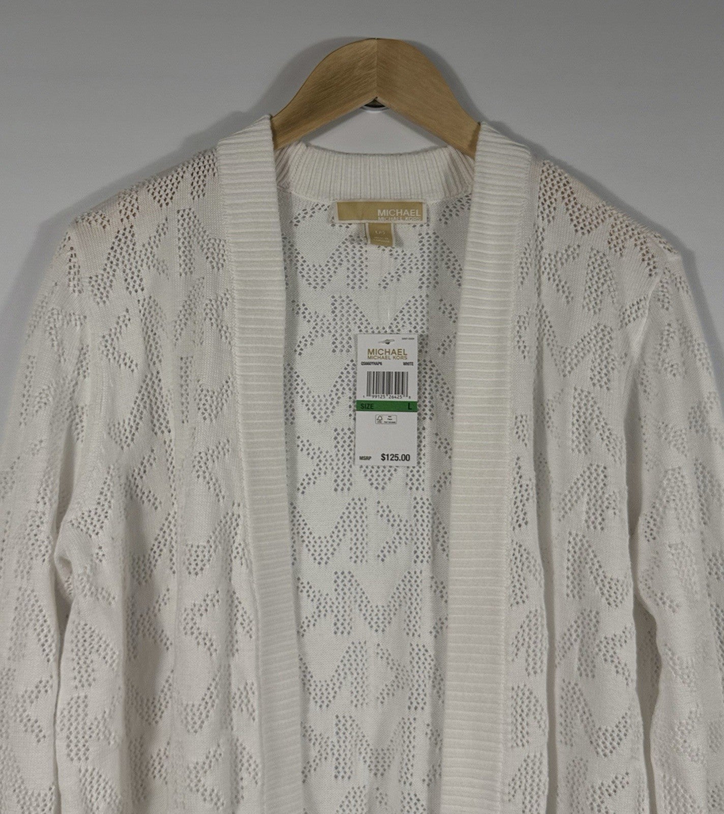 NEW Michael Kors Women's L Logo Open Front Cardigan NWT $125