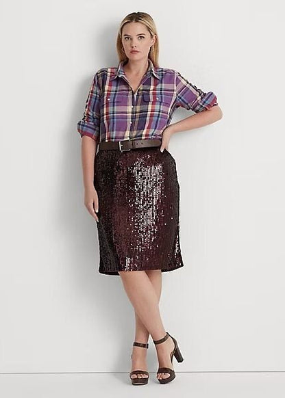 NEW! Lauren Ralph Lauren Women's 22W Sequined Tulle Pencil Skirt NWT $295