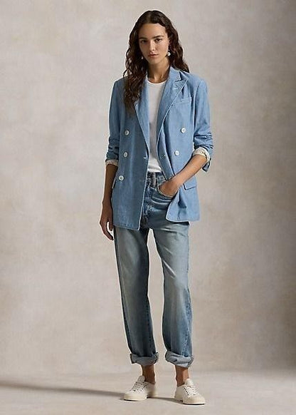 NEW Polo Ralph Lauren Women's Double-Breasted Chambray Blazer