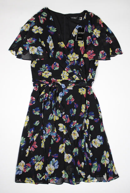 NEW Lauren Ralph Lauren Women's 12 Floral Georgette V-Neck Belted Dress NWT $165