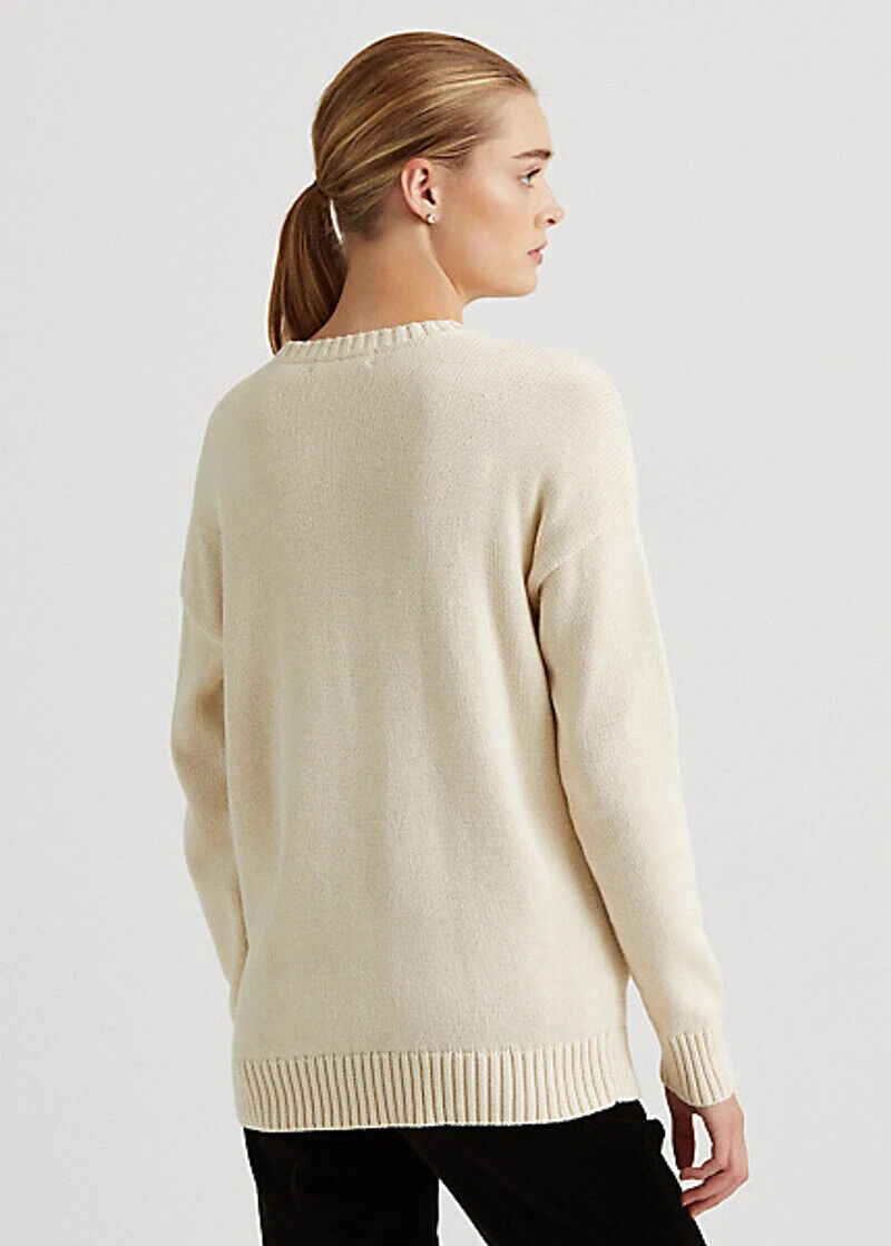 NEW! Lauren Ralph Lauren Women's Intarsia-Knit Cotton Sweater