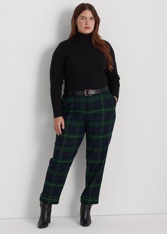 Lauren Ralph Lauren Women's Plaid Wool-Blend Twill Ankle Pant