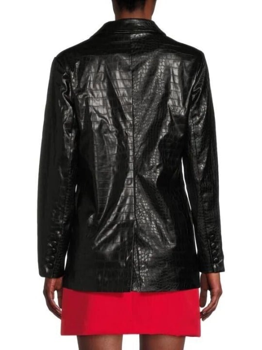 Sam Edelman Women's Braellynn Croc Embossed Faux Leather Blazer