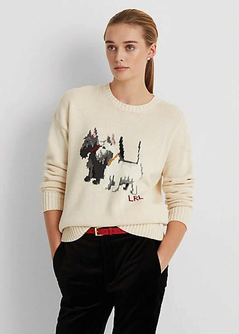 NEW! Lauren Ralph Lauren Women's Intarsia-Knit Cotton Sweater