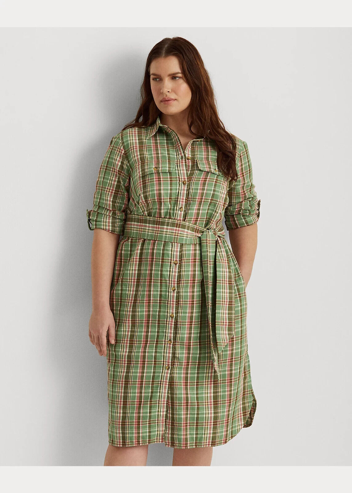 Lauren Ralph Lauren Women's Plaid Cotton Belted Shirtdress