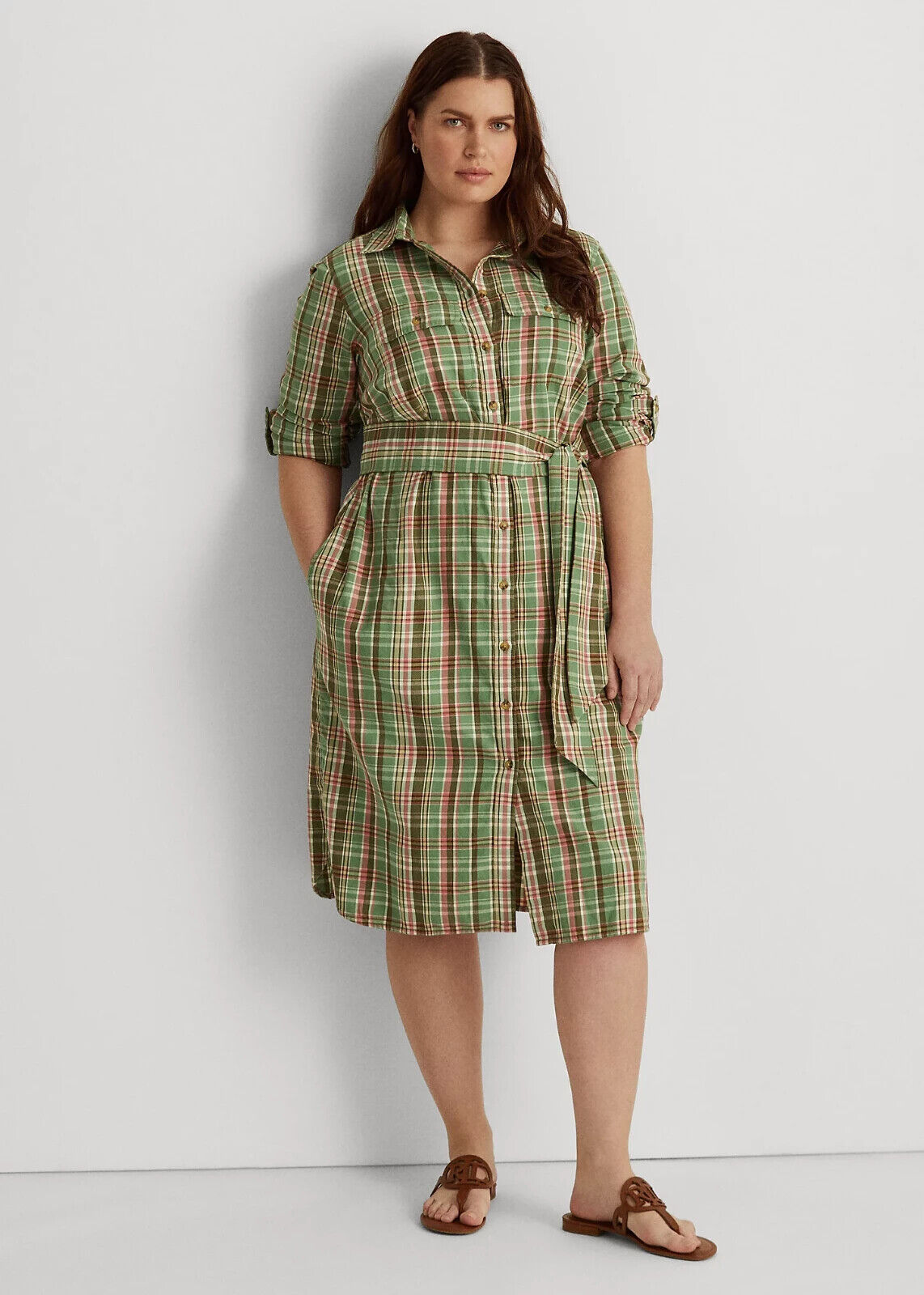 Lauren Ralph Lauren Women's Plaid Cotton Belted Shirtdress