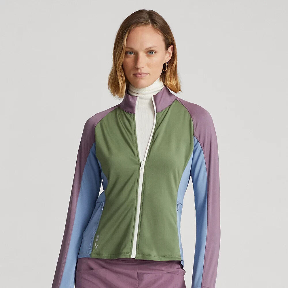 RLX Golf Ralph Lauren Women's Color-Blocked Jersey Full-Zip Jacket