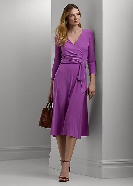 NEW Lauren Ralph Lauren Women's 16P Surplice Jersey Dress NWT $145