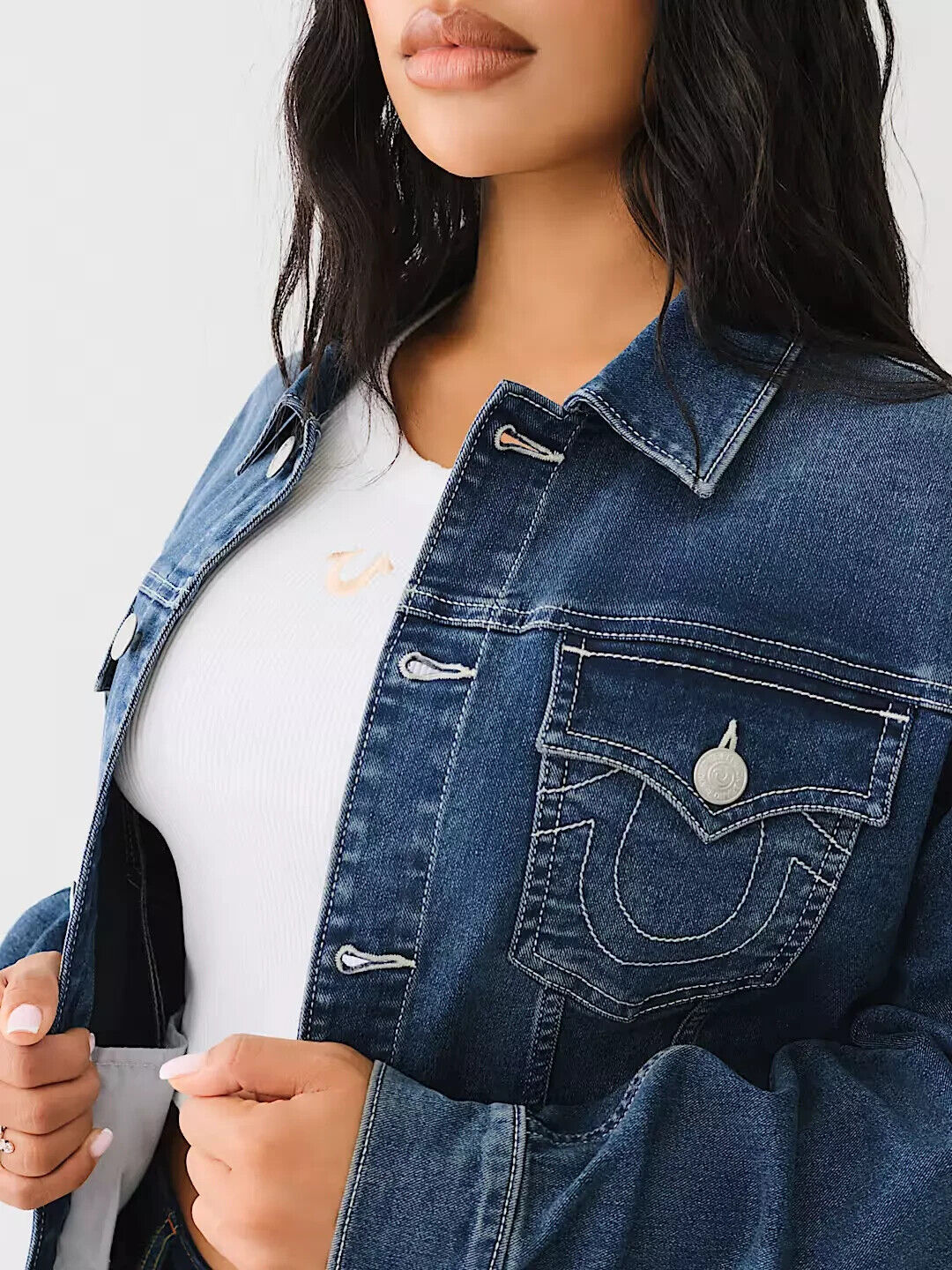 NEW True Religion Women's Printed Oversized Denim Jacket