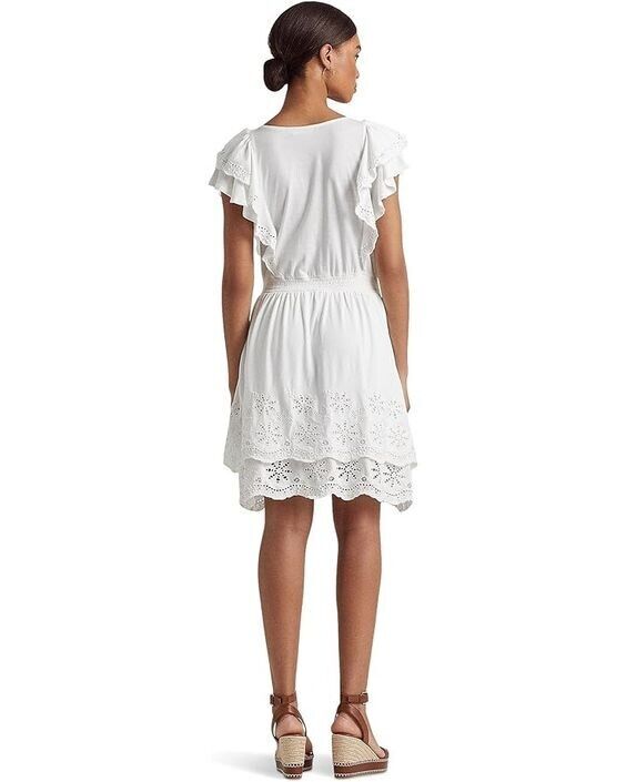 Lauren Ralph Lauren Women's Eyelet-Embroidered Jersey Tie-Neck Dress