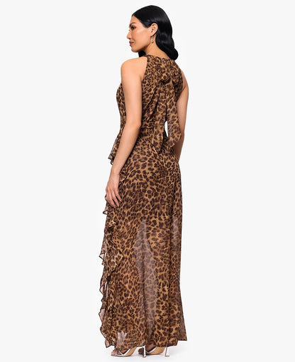 NEW Betsy & Adam Women's Andie Halter Neck Ruffle Dress • Reg Price $239
