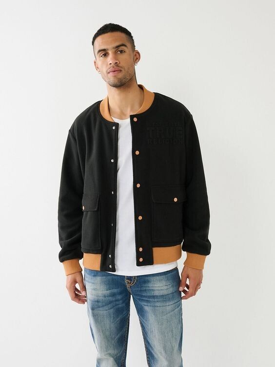 True Religion Men's Fleece Bomber Jacket