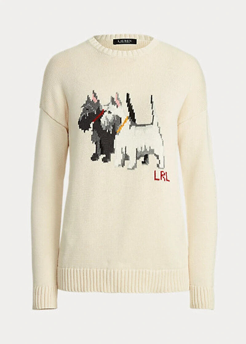 NEW! Lauren Ralph Lauren Women's Intarsia-Knit Cotton Sweater