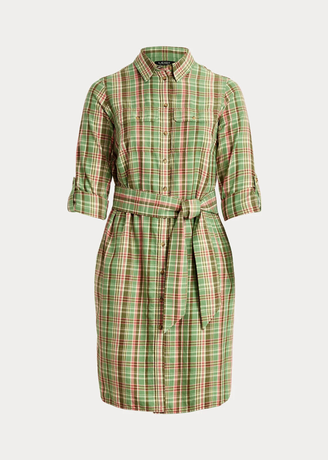 Lauren Ralph Lauren Women's Plaid Cotton Belted Shirtdress