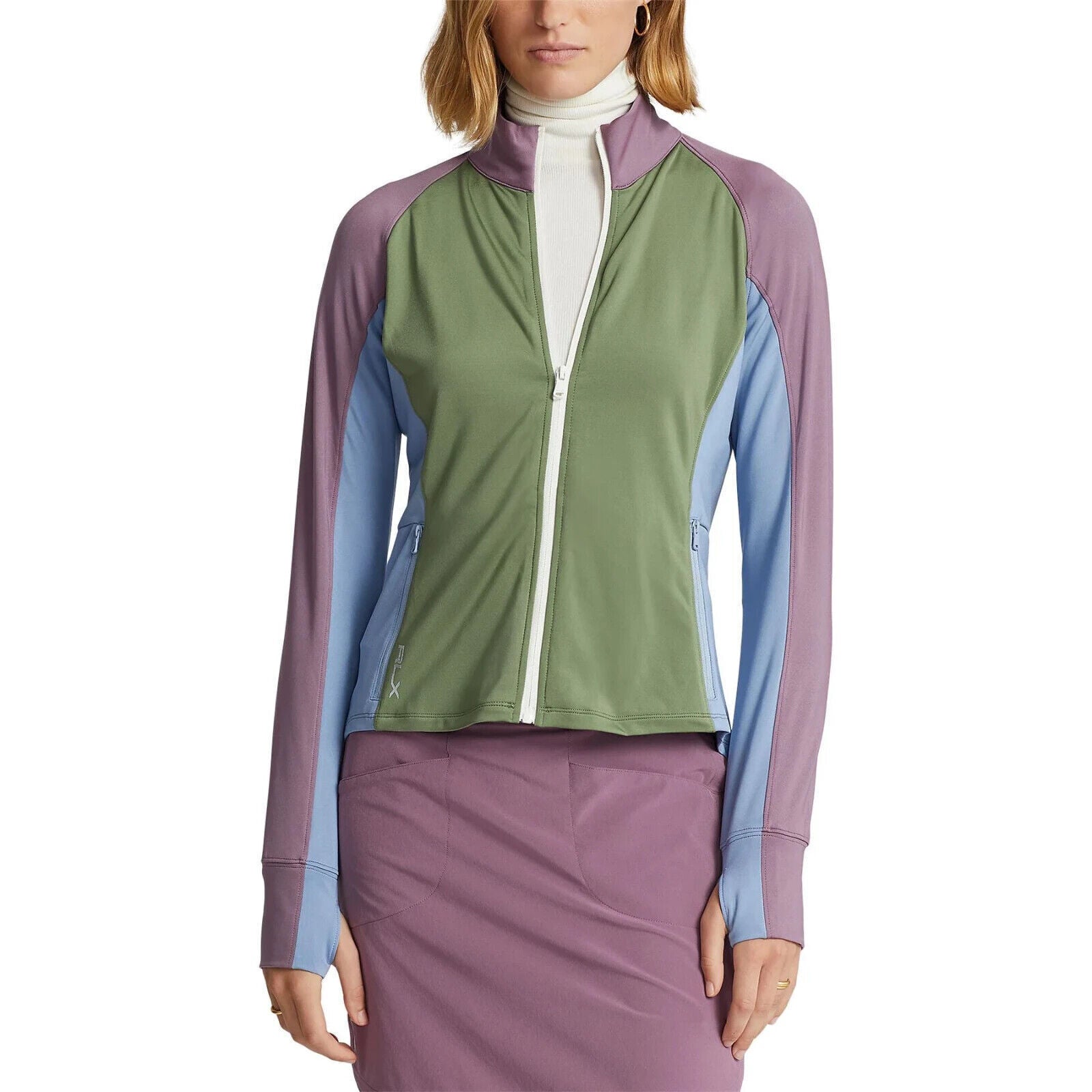 RLX Golf Ralph Lauren Women's Color-Blocked Jersey Full-Zip Jacket