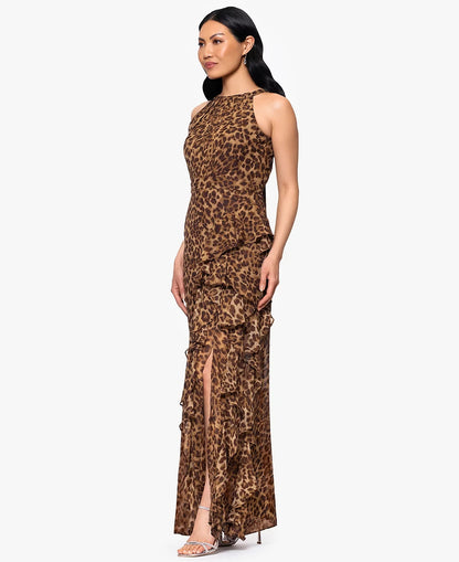NEW Betsy & Adam Women's Andie Halter Neck Ruffle Dress • Reg Price $239