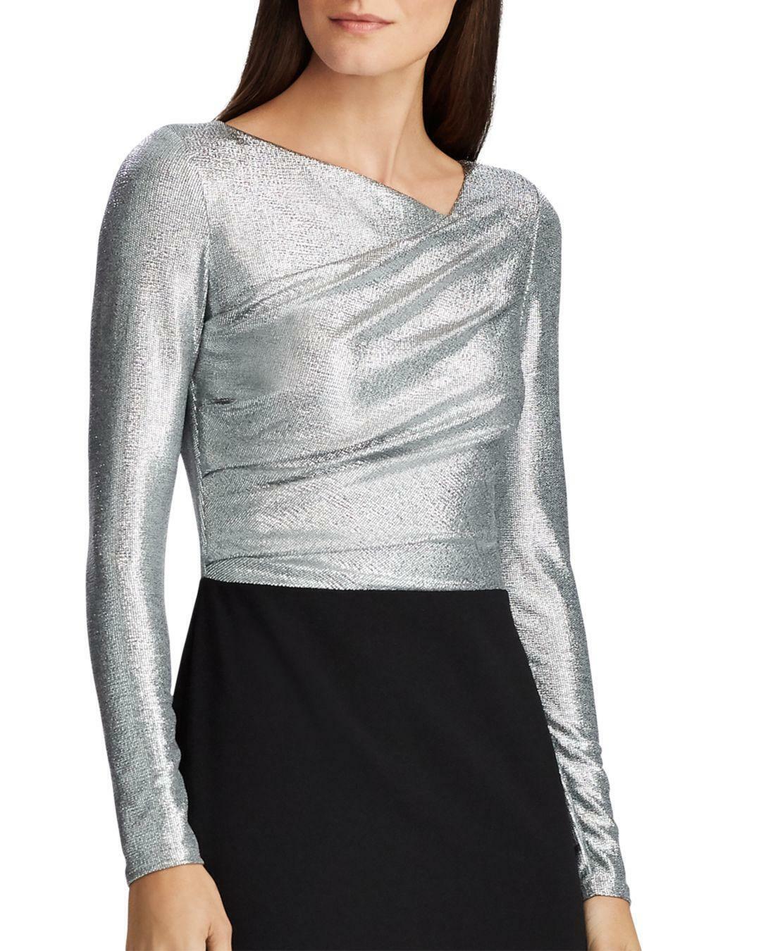 Lauren Ralph Lauren Women's Metallic Layered-Look Long Sleeve Gown