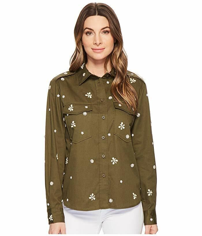 NEW! Joie Women's XS Hayfa Long-Sleeve Shirt with Beaded Trim NWT $298