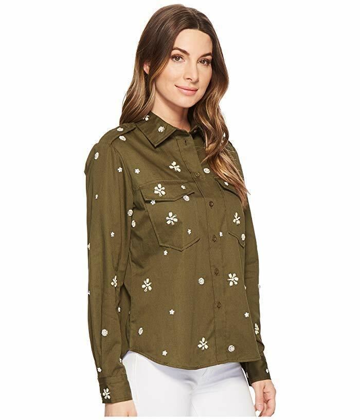 NEW! Joie Women's XS Hayfa Long-Sleeve Shirt with Beaded Trim NWT $298