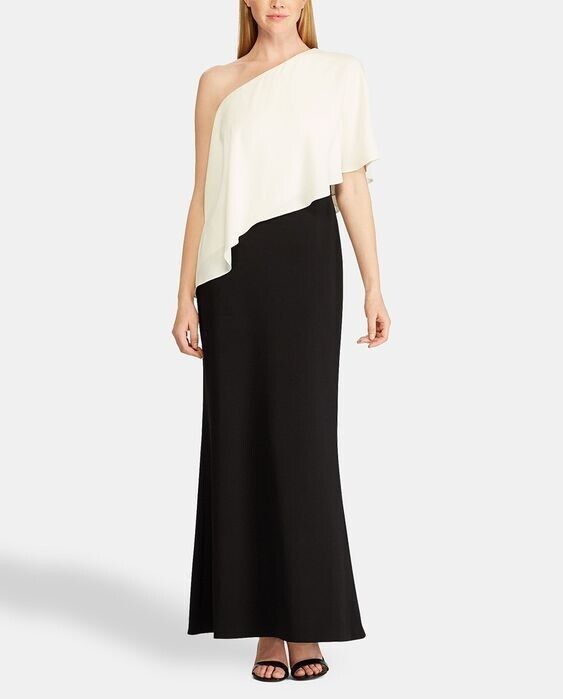 Lauren Ralph Lauren Women's Colorblock One-Shoulder Gown