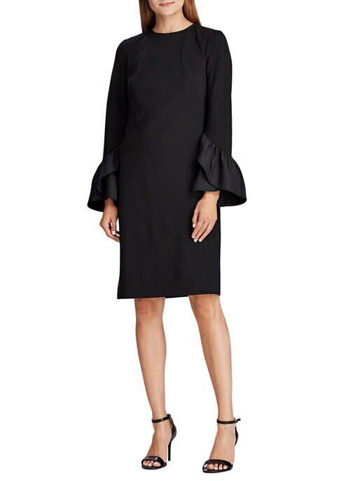 NEW! Lauren Ralph Lauren Women's 4 Ruffle-Sleeve Dress In Black NWT $145