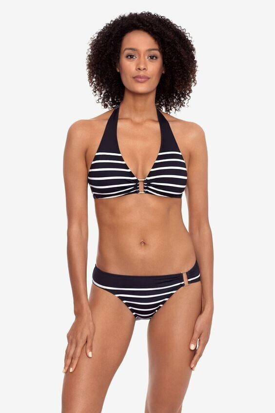 NEW! Ralph Lauren Women's 16 Striped Ring-Front Bikini Top & Bottom NWT $180