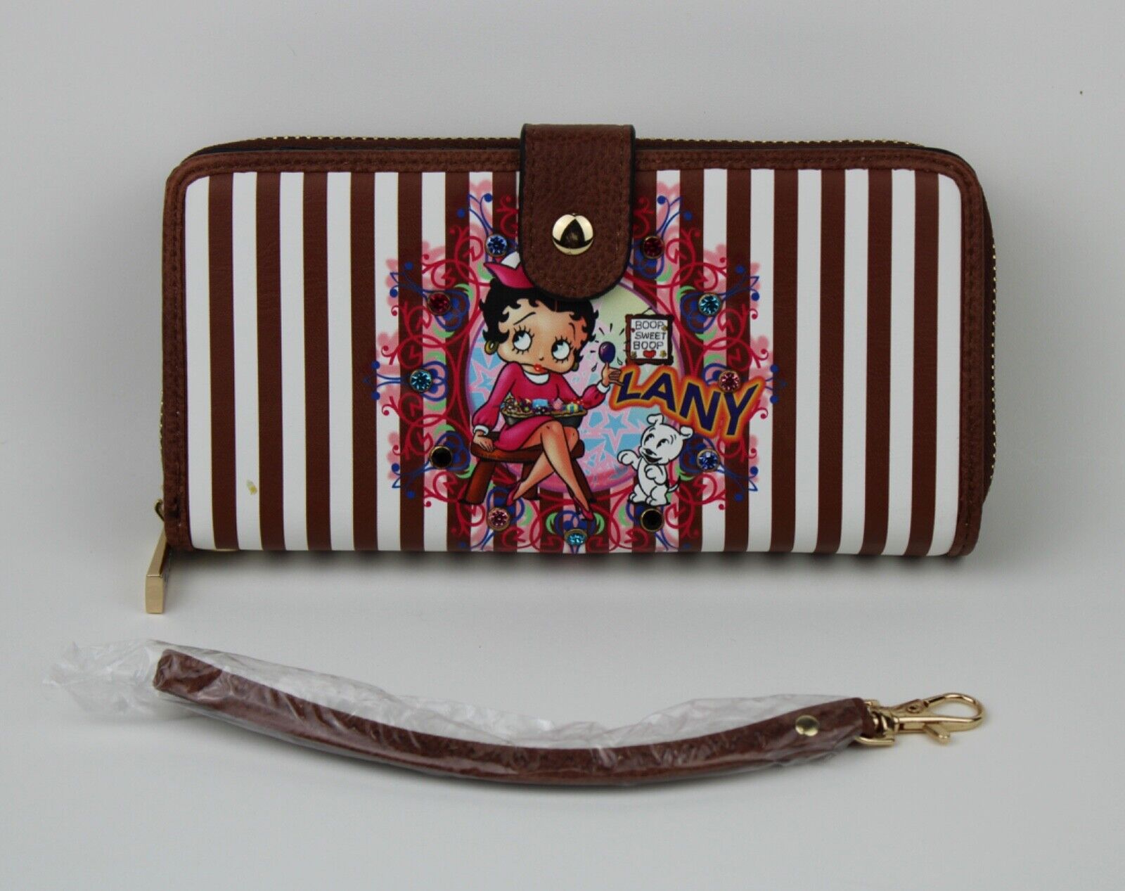 NEW! Betty Boop Women's Lany Vegan Wristlet Wallet