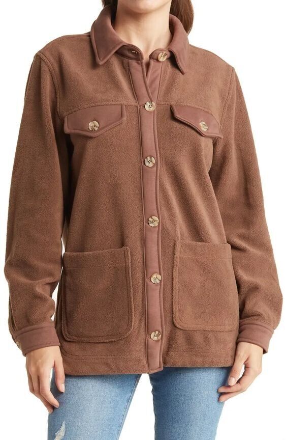 NEW! Blank NYC Women's L Fleece Button Up Shacket