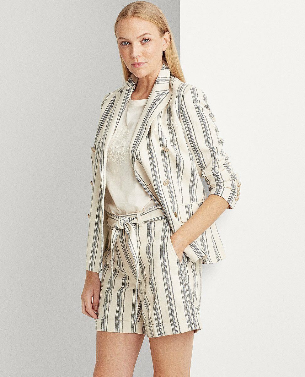 NEW! Lauren Ralph Lauren Women's 12 Striped Linen Twill Blazer NWT $265