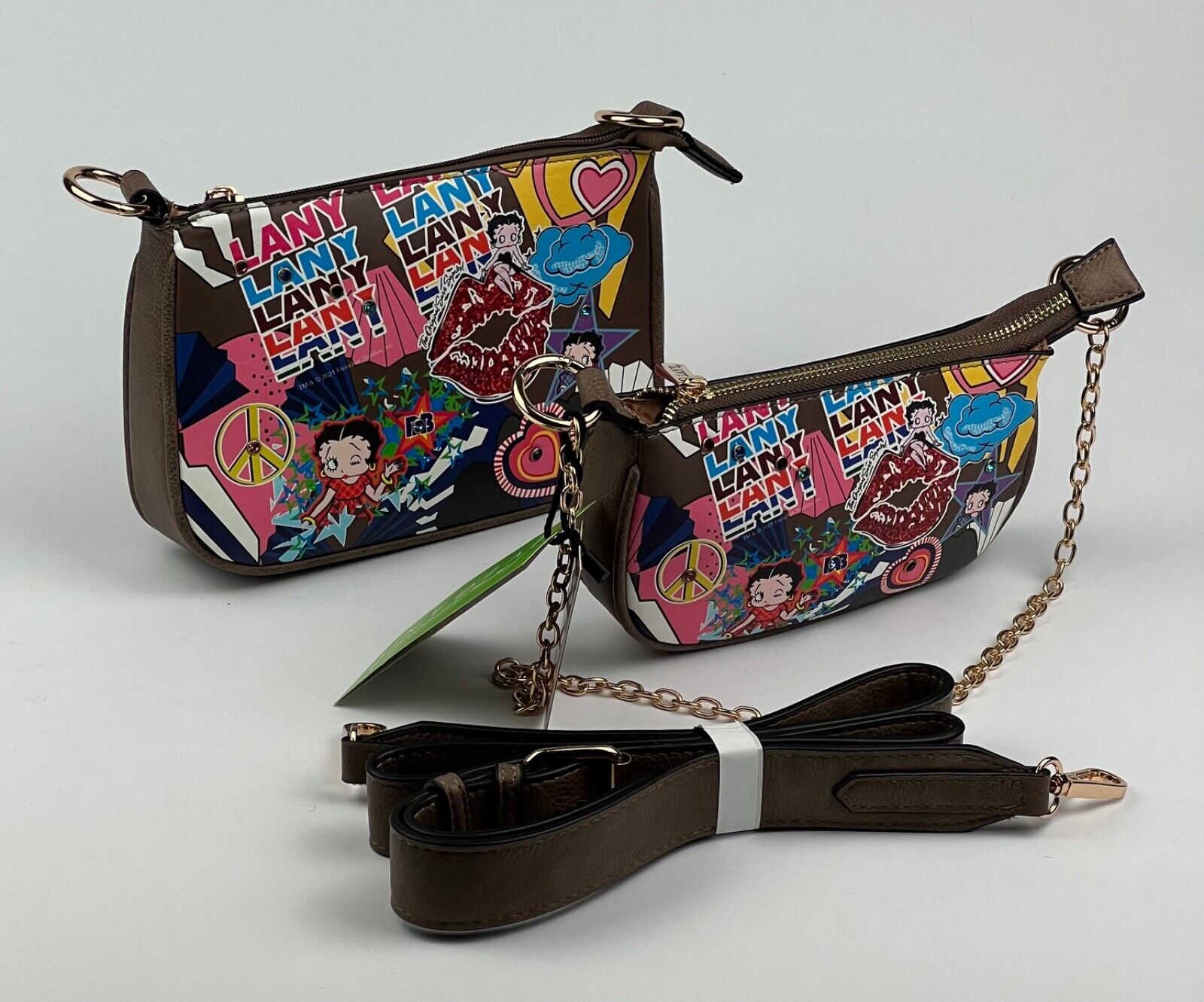 NEW! Betty Boop Womens Lany Vegan Crossbody with Chain Shoulder Bag