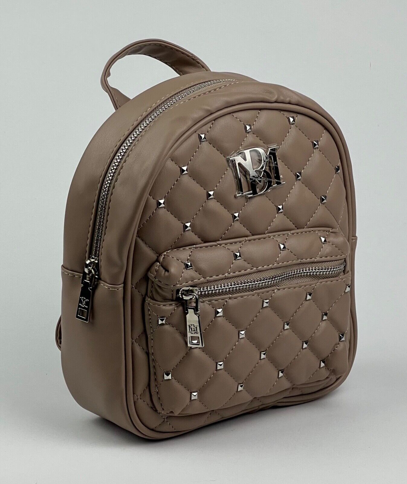 NEW! Badgley Mischka Women's Studded Backpack Bag In Taupe NWT $99