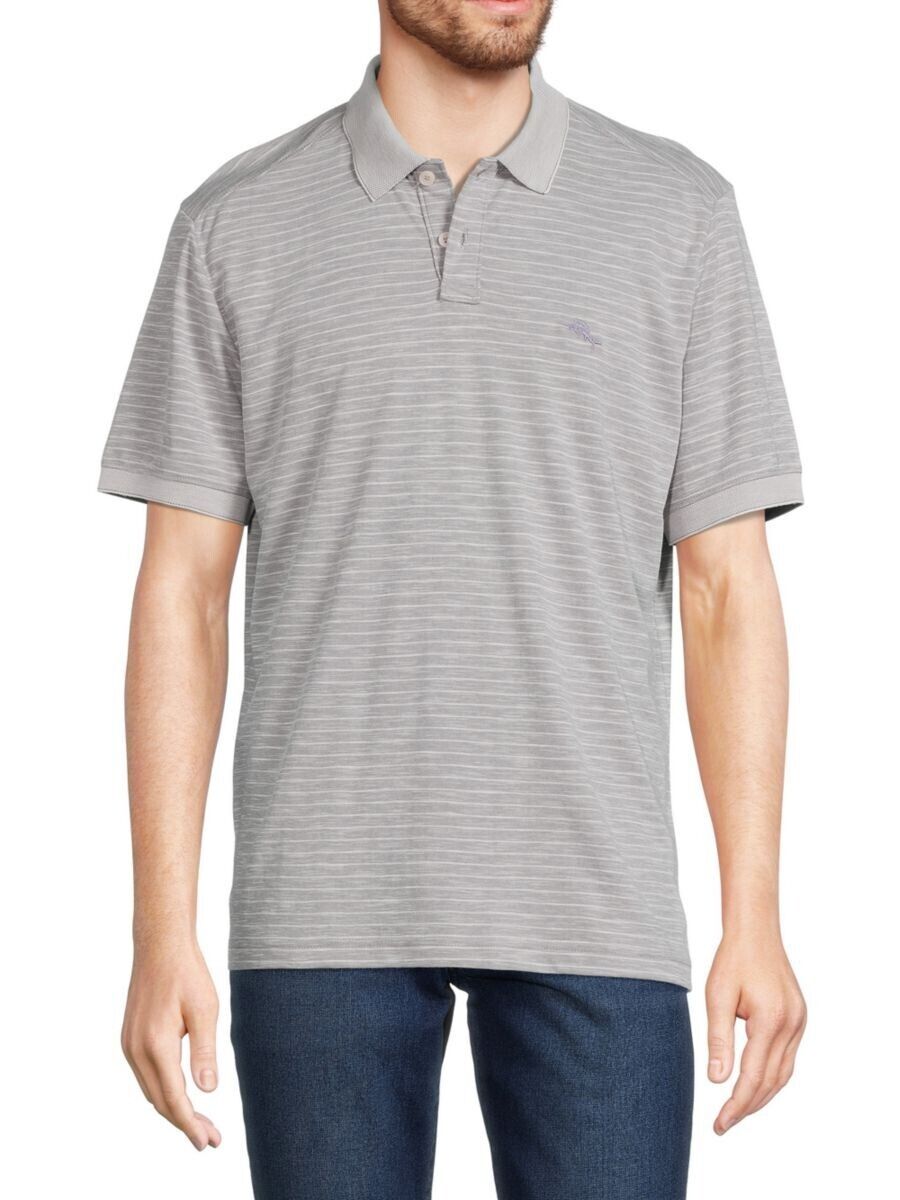 NEW! Tommy Bahama Men's L Striped Polo Shirt In Harbor Mist NWT $99.50