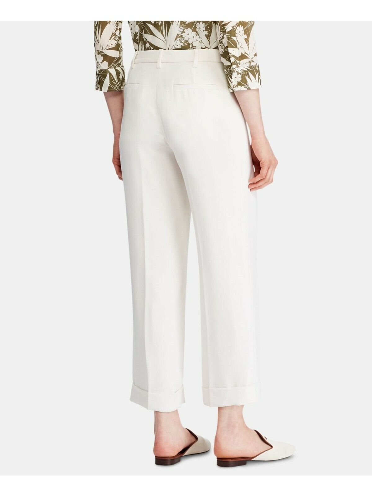 Lauren Ralph Lauren Womens 10 Wide-Leg Cropped Pant In Winter Cream NWT $165