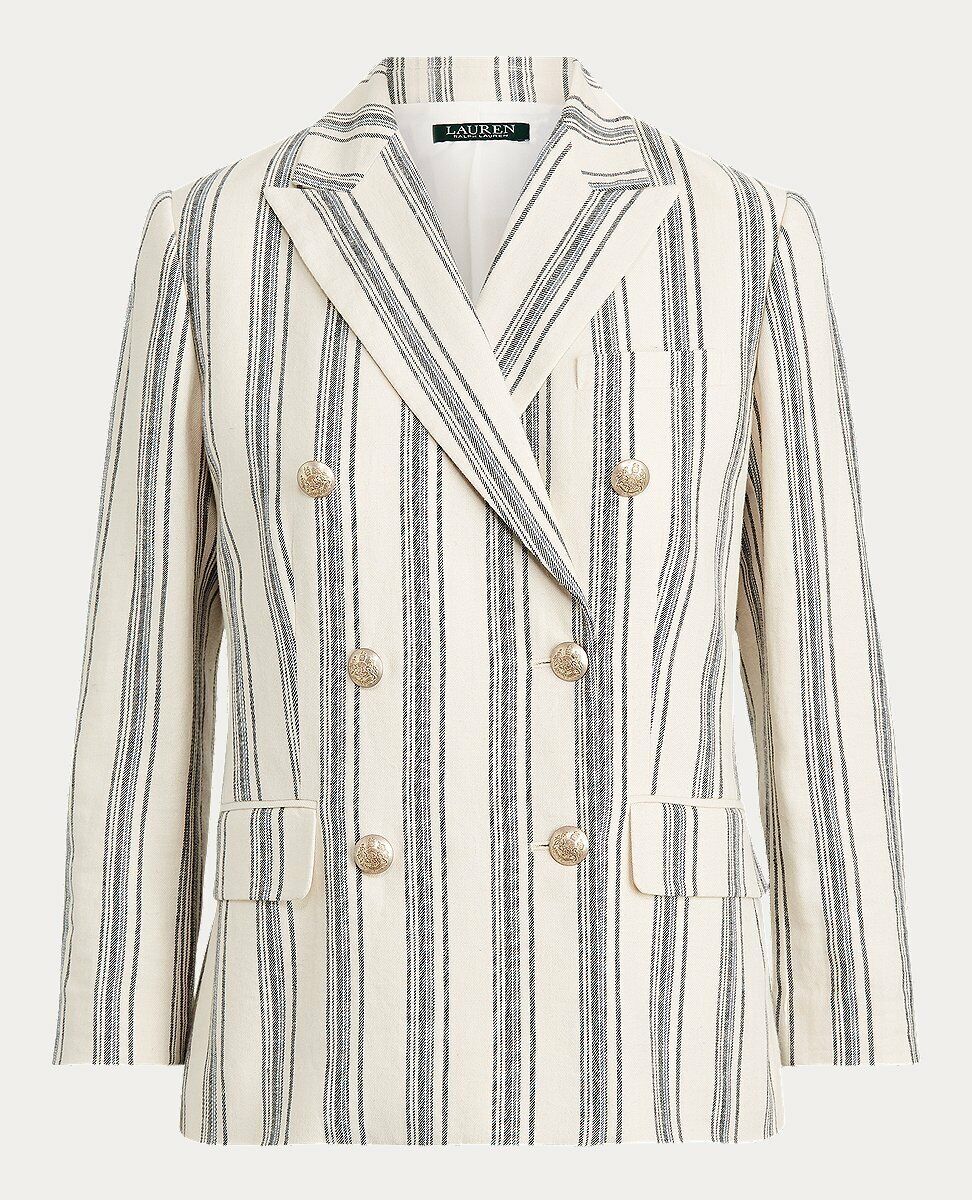 NEW! Lauren Ralph Lauren Women's 12 Striped Linen Twill Blazer NWT $265