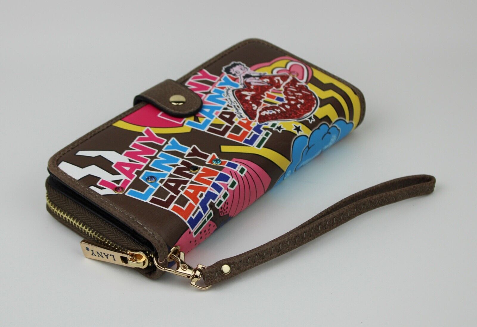 NEW! Betty Boop Women's Lany Vegan Wristlet Wallet