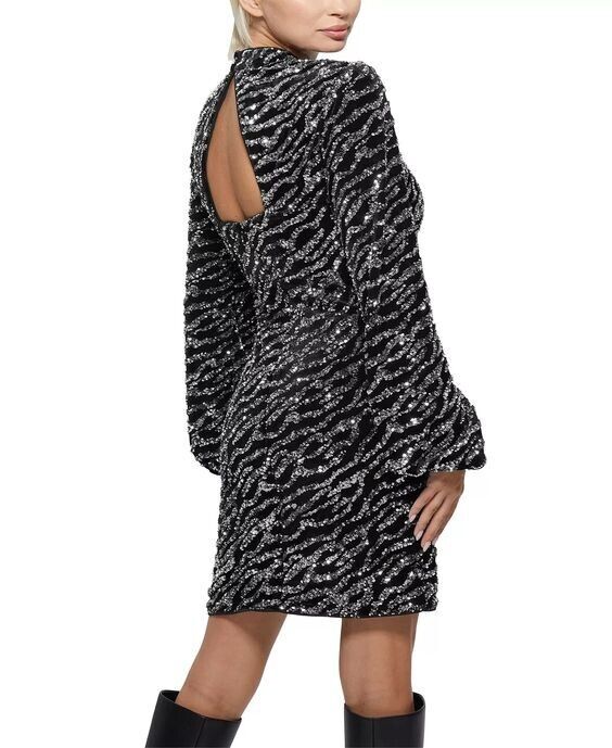 NEW! Guess Women's Zoe Sequin Balloon-Sleeve Dress