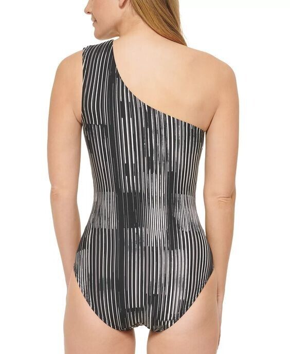 NEW! Calvin Klein Women's 12 One-Shoulder Starburst One-Piece Swimsuit MSRP $118