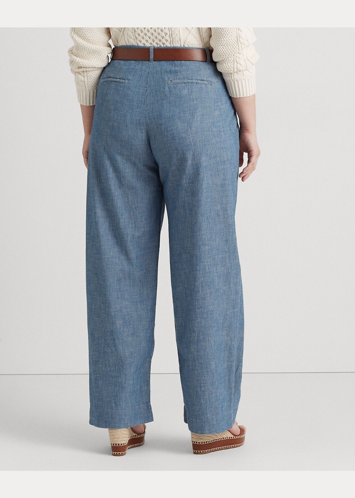 NEW! Lauren Ralph Lauren Women's Pleated Chambray Wide-Leg Pant