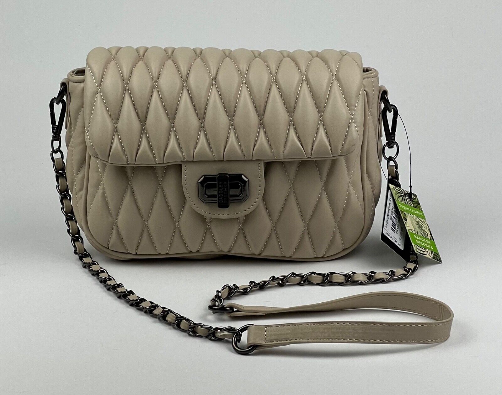 NEW! Badgley Mischka Women's Quilted Messenger Bag In Off White NWT $149