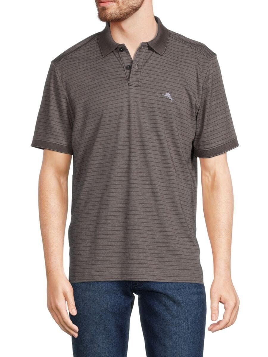 NEW! Tommy Bahama Men's S Striped Polo Shirt In Harbor Mist NWT $99.50